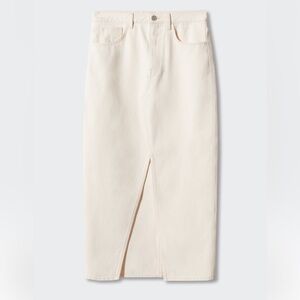 Mango Cream Button-Front Skirt